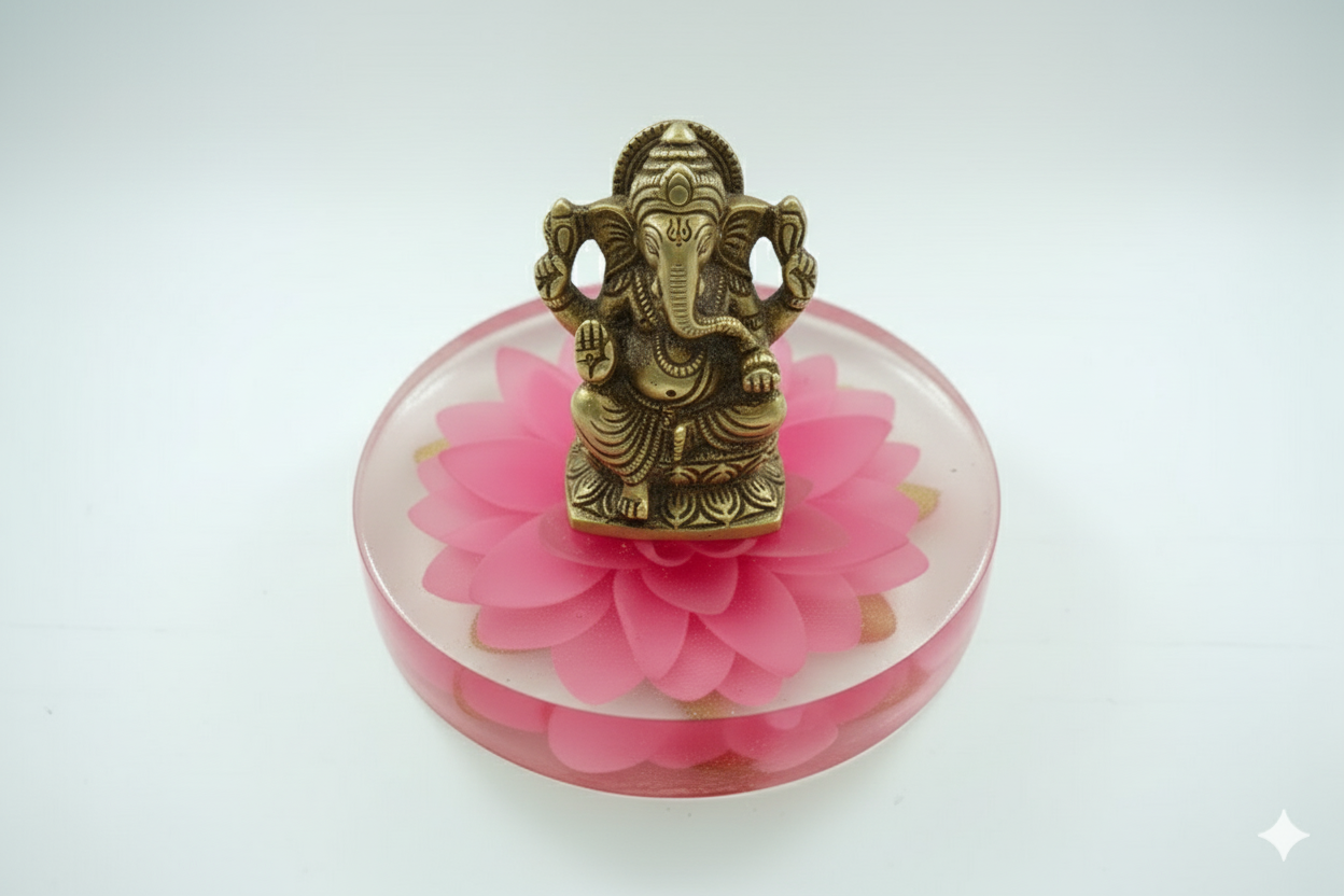 Lakshmi Kamal Flower Ganesh Idol Stand for Pooja Room
