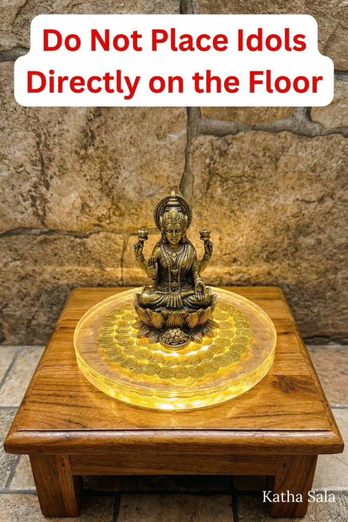 Goddess-Lakshmi-idol-on-gold-coin-resin-peeta-pedestal